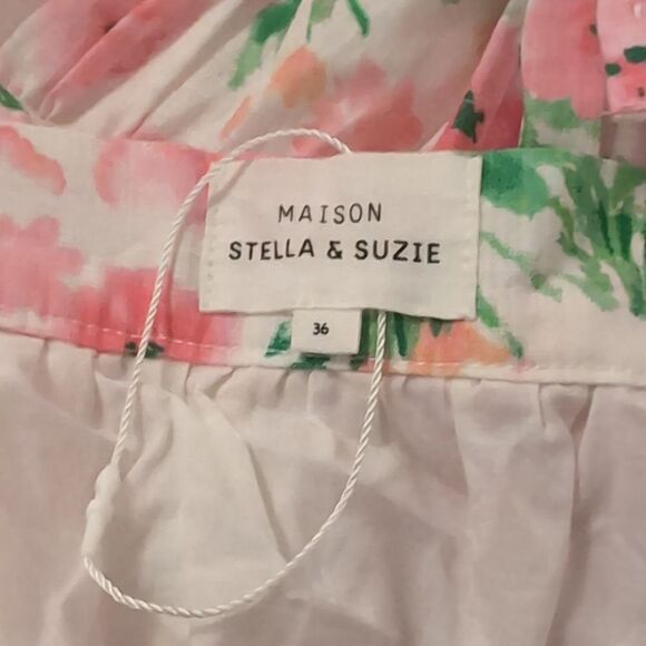 Nwot Floral Watercolor Pink Maxi Tiered Skirt Small Maison Stella - Picture 2 of 9